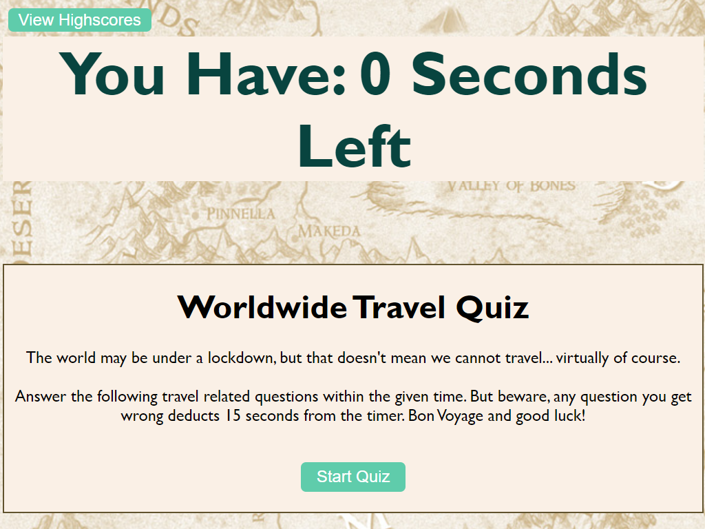 travel quiz screenshot